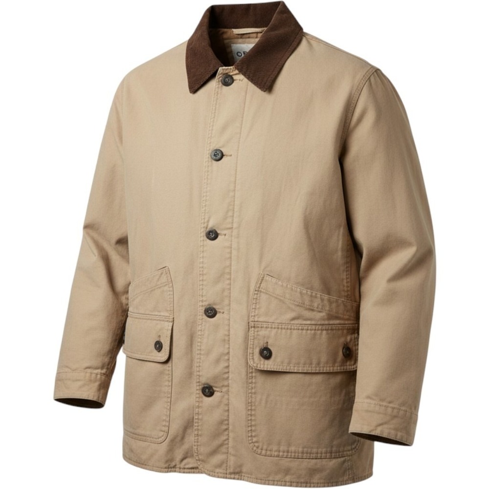 Orvis Mens XXL Barn Coat Tan Cotton Canvas Quilted Lining Corduroy Collar Jacket
